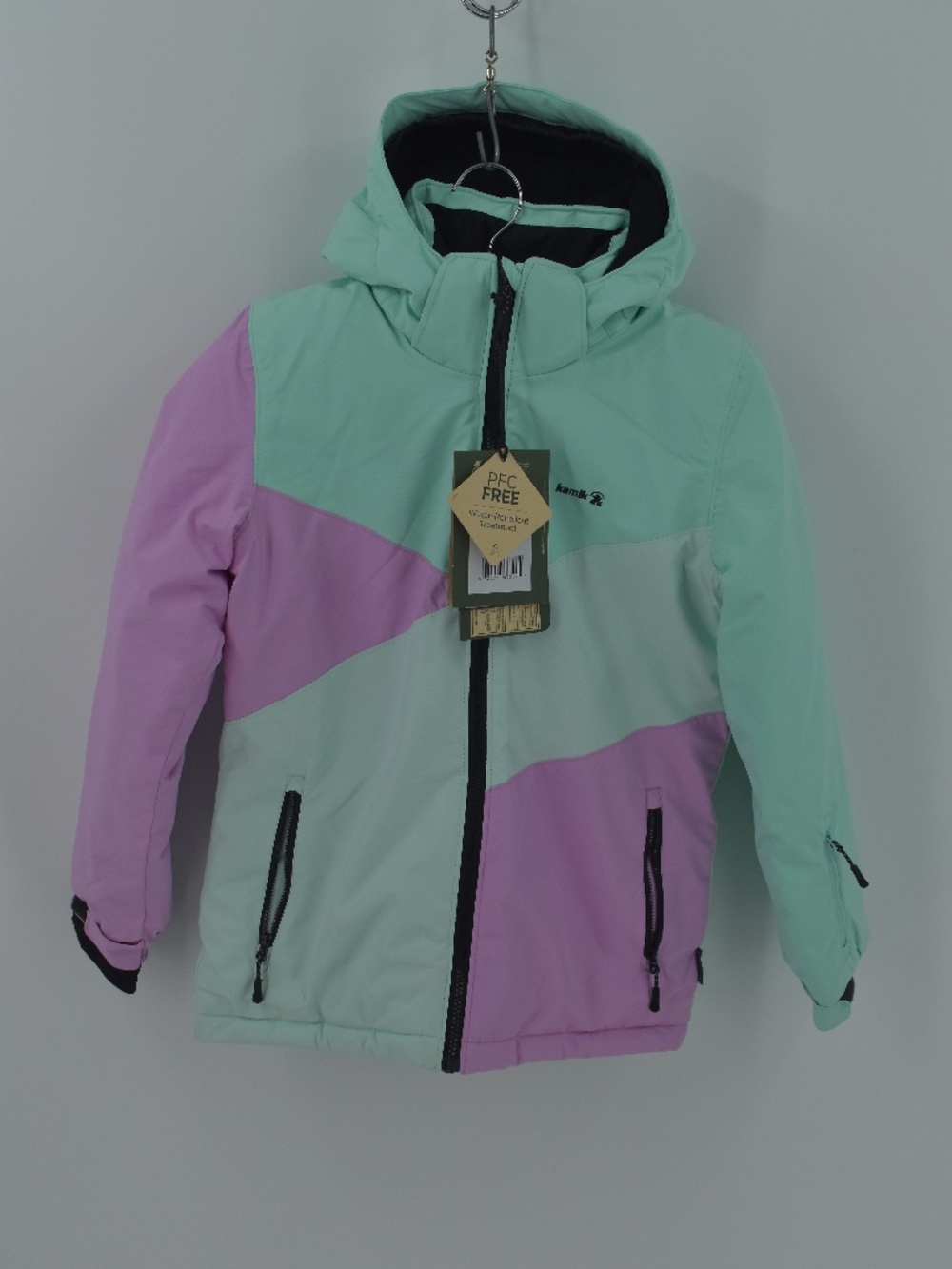 NWT Kamik Girls Pixie Insulated Ski Jacket Aqua Mint Pink Winter Coat 12